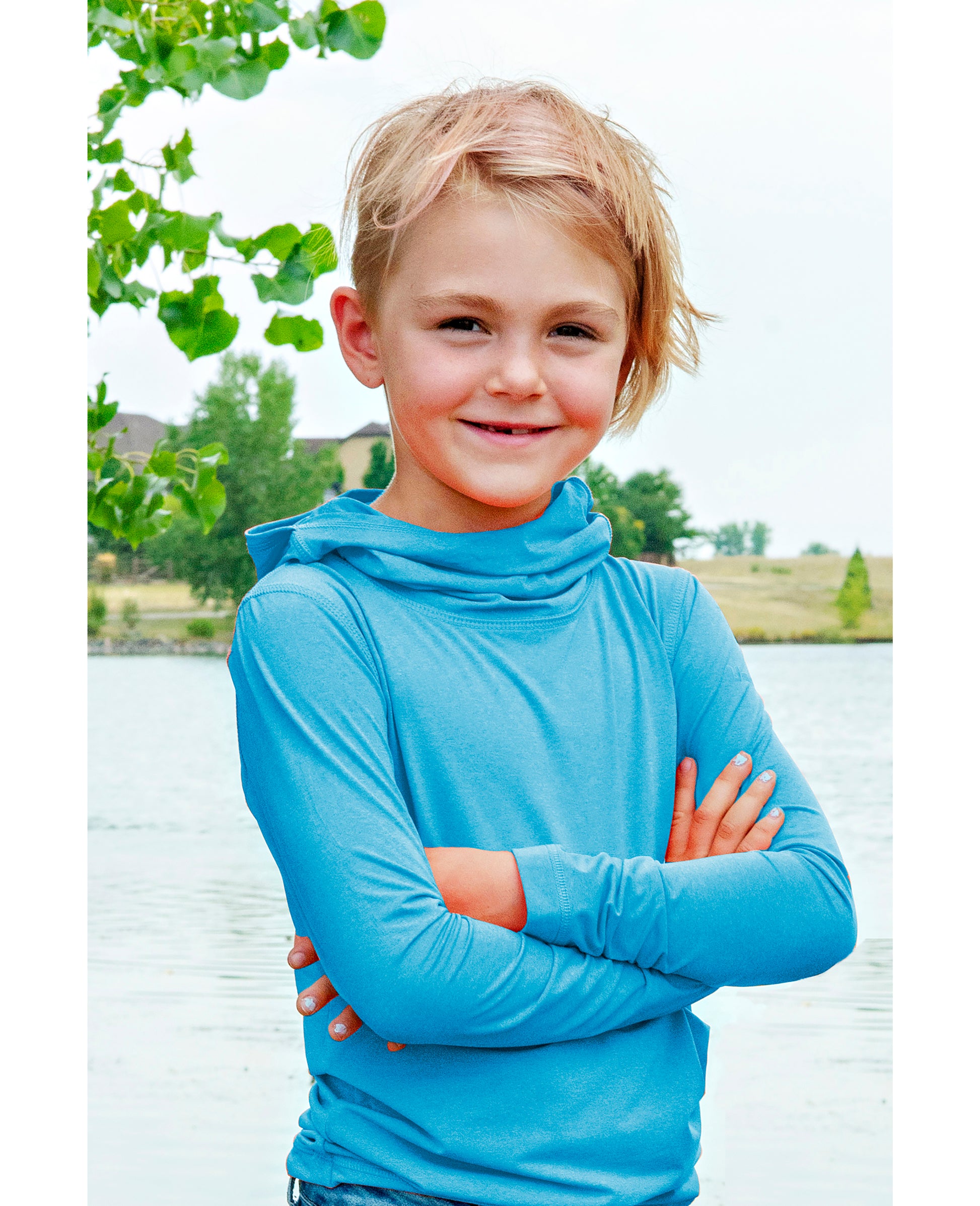 Ushood Liteside Sun Shirt (Youth) - UV Protection, UPF50+ Fabric, Hood - Ushood